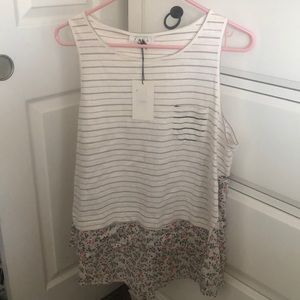 Floral and striped tank top